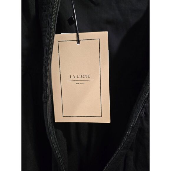 LA LIGNE Lulu Eyelet Midi Puff Sleeve Dress Size S Black NWT MSRP $450 - Picture 15 of 16